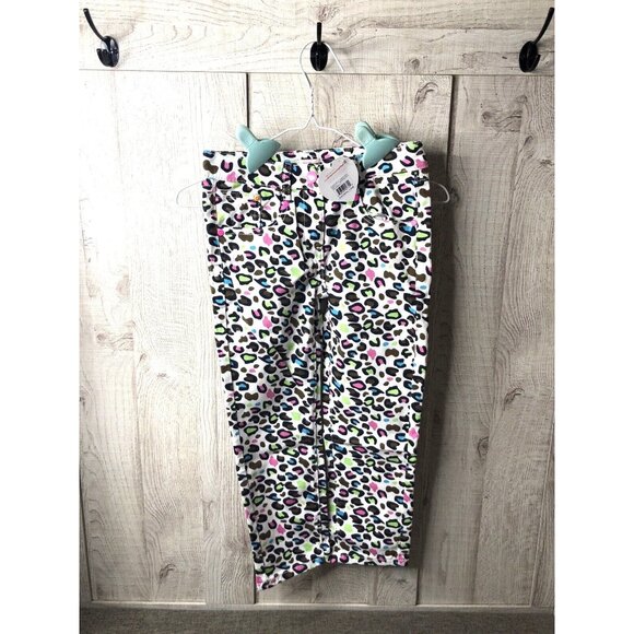 Little Miss Matched Girls Jeans Sz 10 Leopard Print Neon Pink Blue Green White - Picture 1 of 5